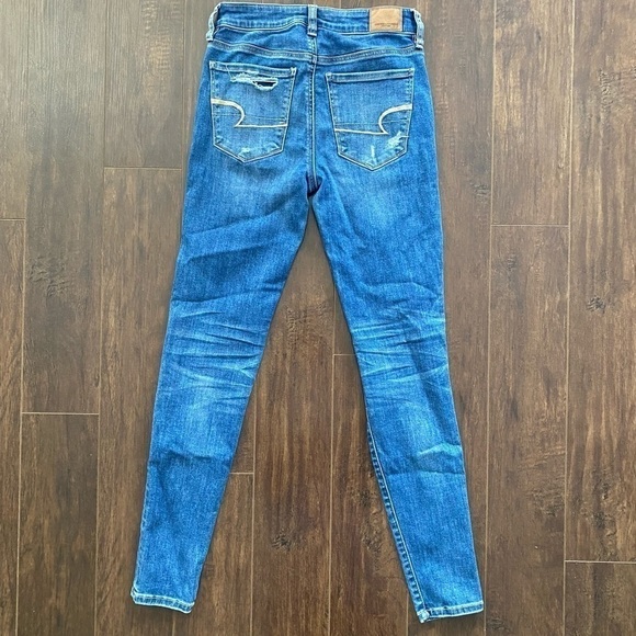 AMERICAN Eagle High Rise ripped Jeggings blue size 2 🌸 - Picture 5 of 11
